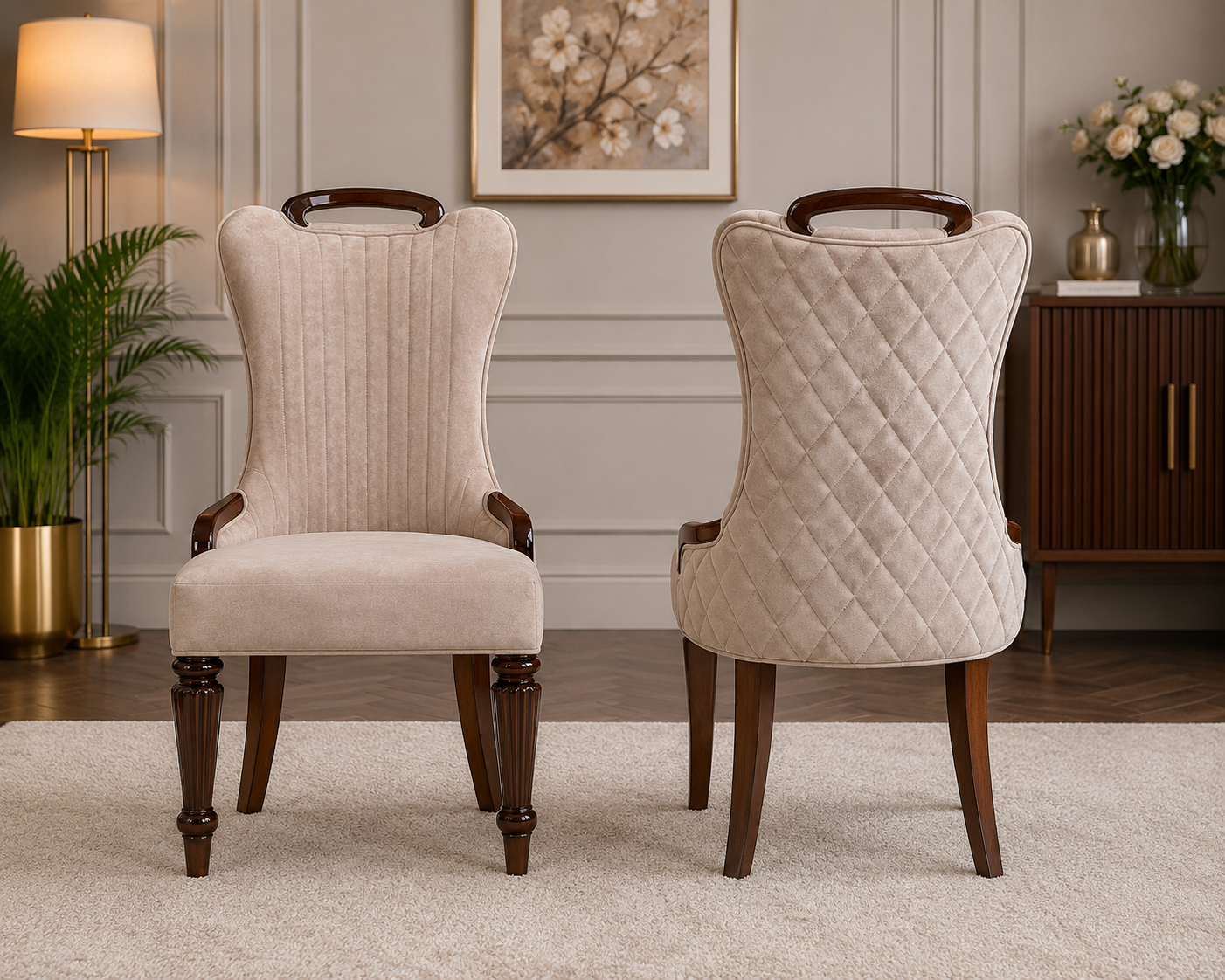 Aura Studded Beige Chair
