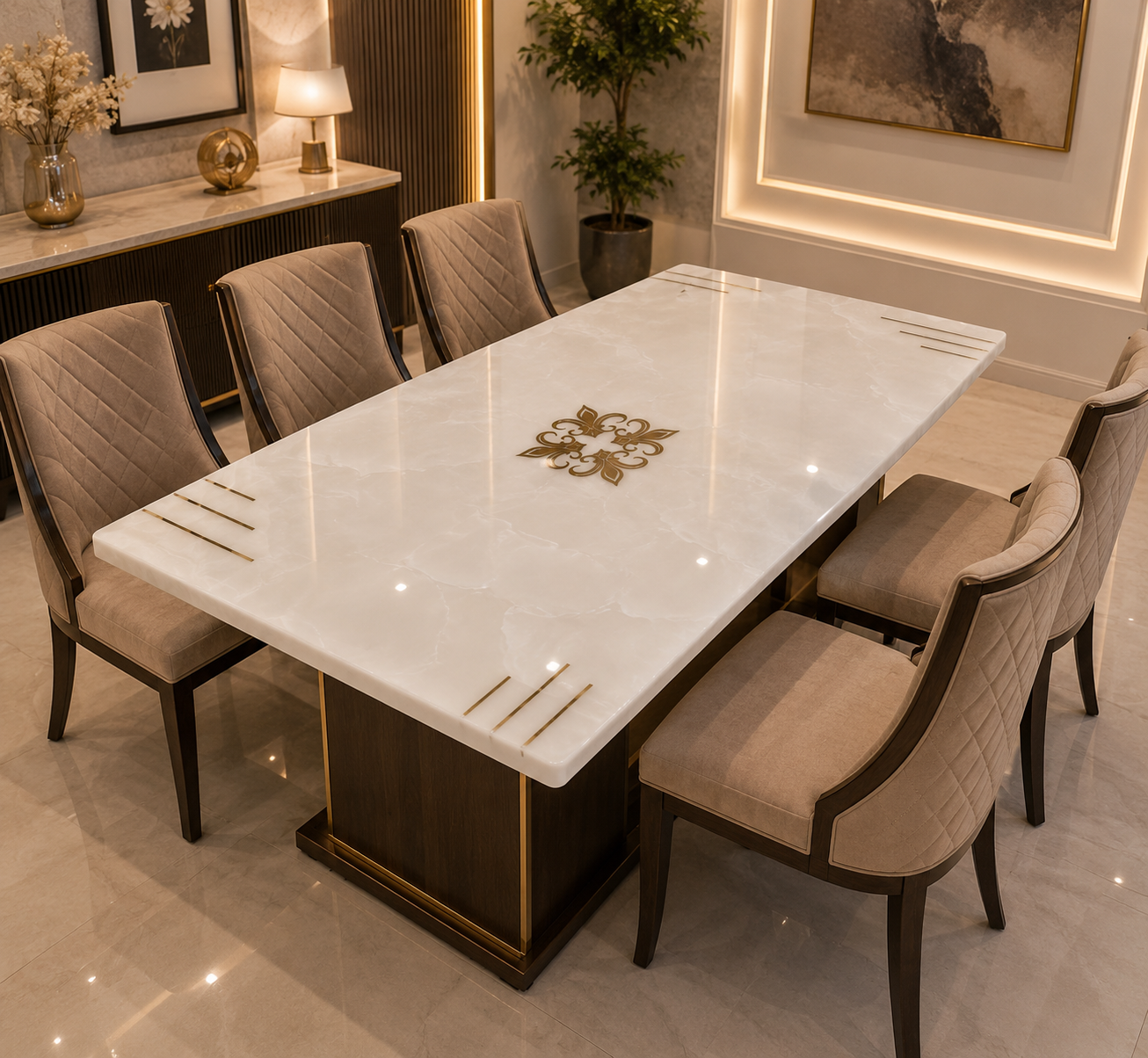 White Onyx Design Table — Style 02