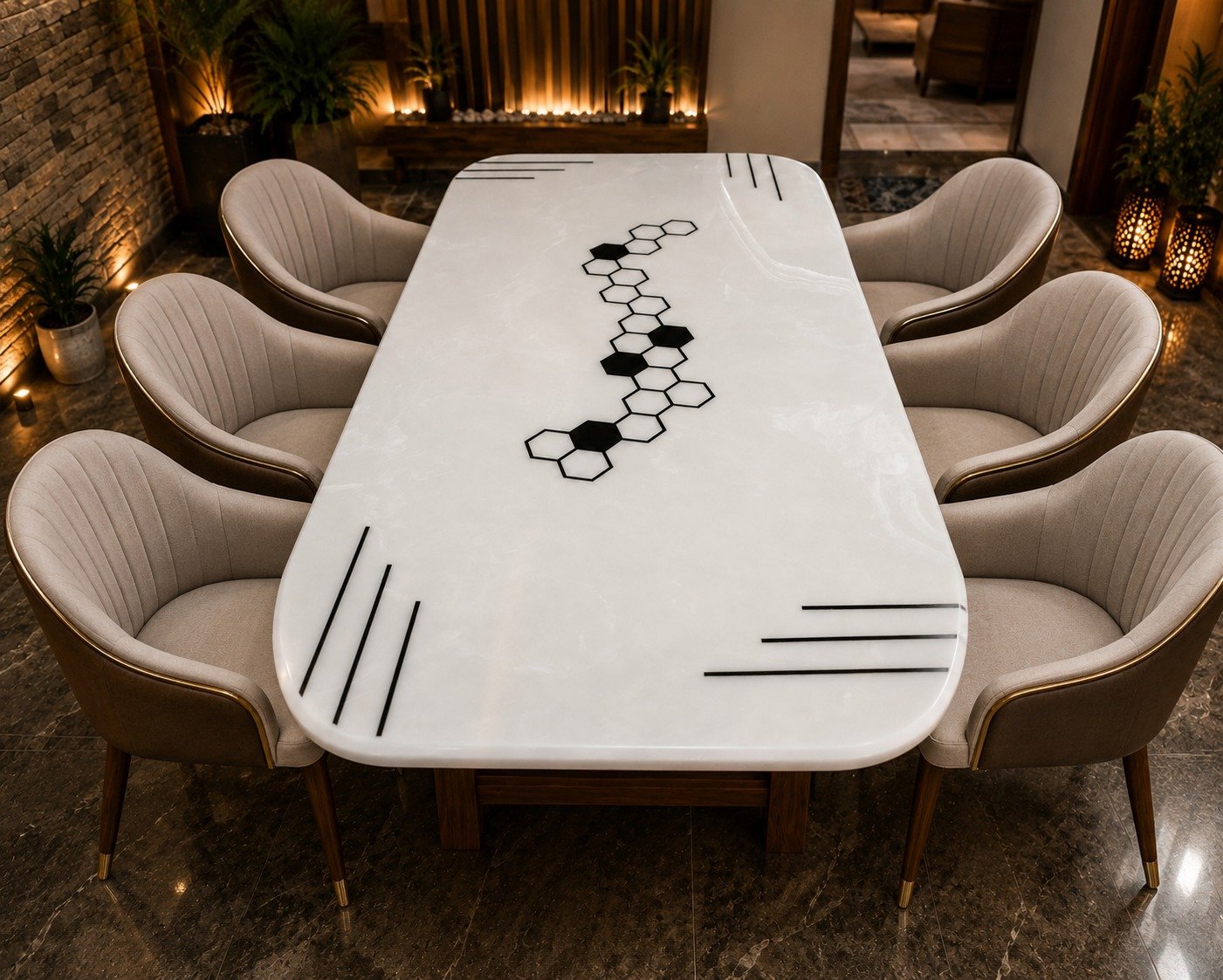 White Onyx Design Table — Style 06