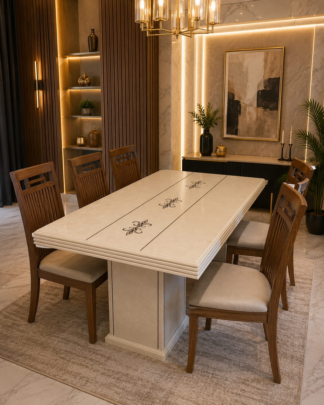 Composite creme chair & table set-2