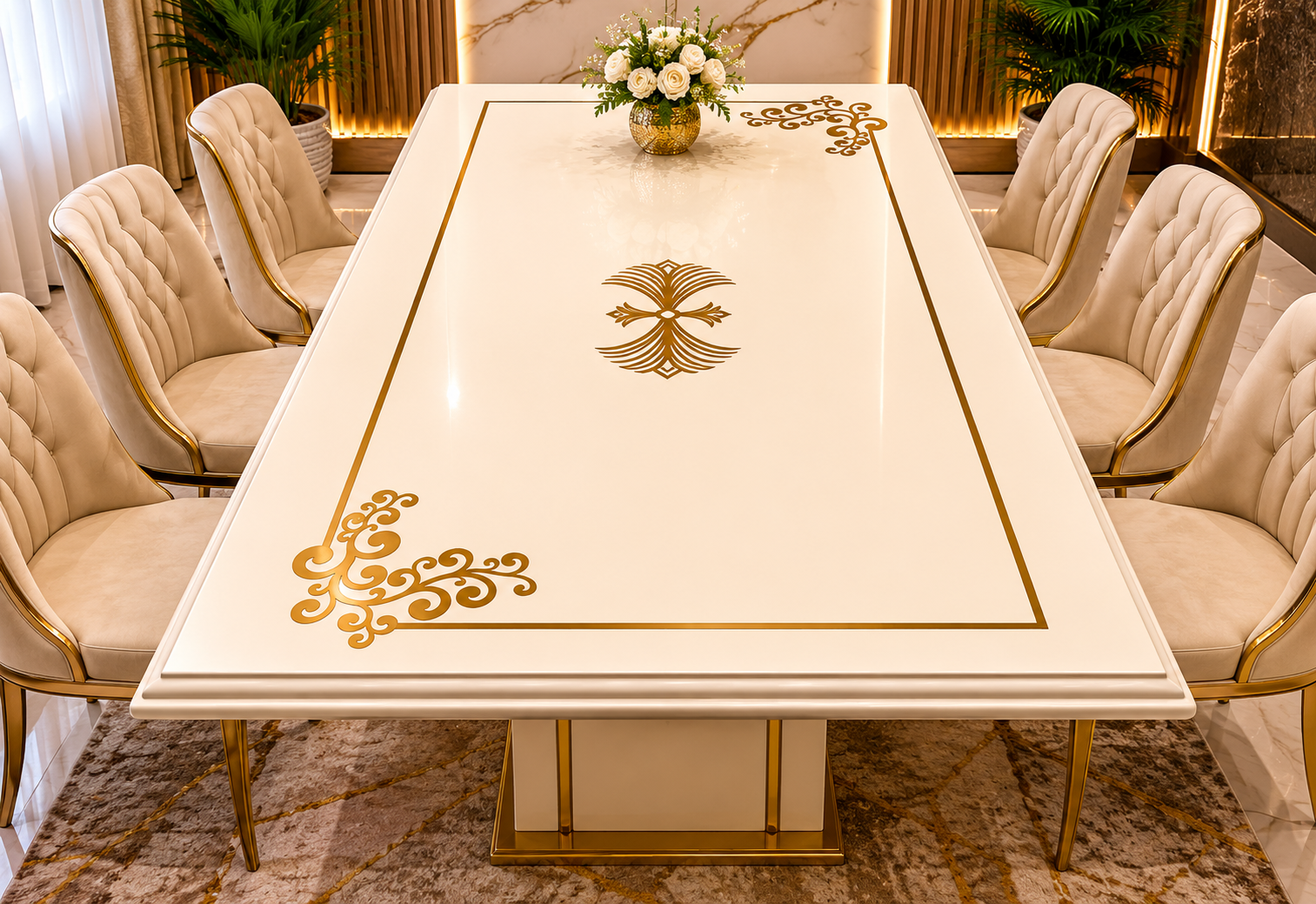 Composite creme chair & table set-4