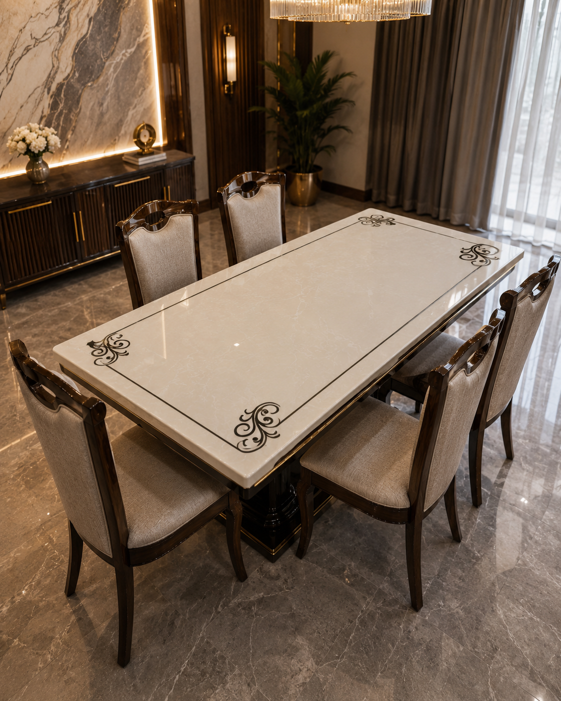 Composite creme chair & table set-7