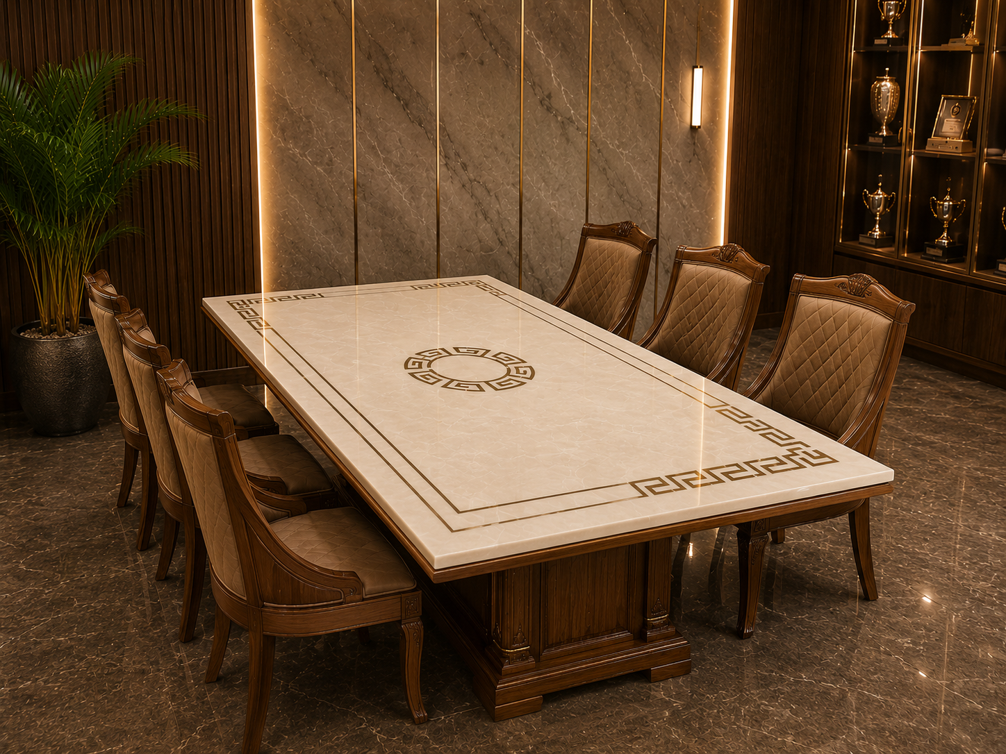 White onyx design chair & table